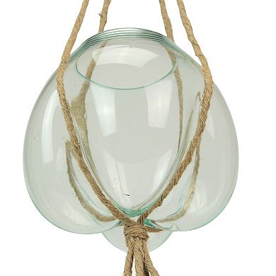 Hanging Molten Glass Terrarium Planter - 9x9 Inch, Handmade