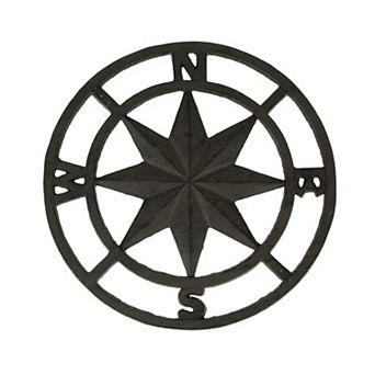 Brown Cast Iron Nautical Compass Rose Indoor/Outdoor Wall Hanging