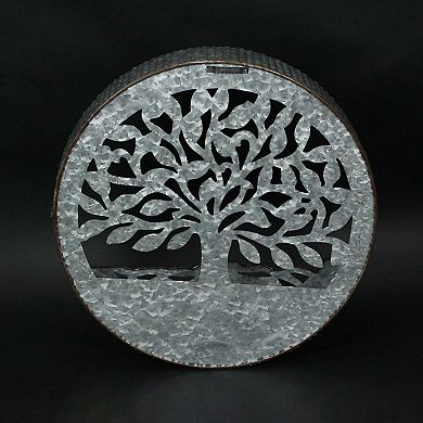 Galvanized Metal Tree of Life Wall Pocket Planter Rustic Decorative Plant Vase