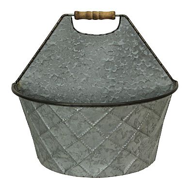 Large & Small Galvanized Metal Rustic Wall Pocket Planters Hanging Decor Set / 2