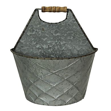 Large & Small Galvanized Metal Rustic Wall Pocket Planters Hanging Decor Set / 2