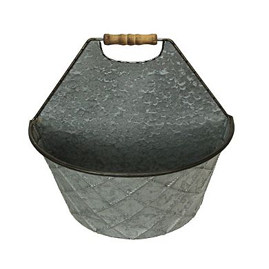 Large & Small Galvanized Metal Rustic Wall Pocket Planters Hanging Decor Set / 2