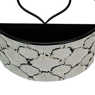 Large & Small Galvanized Metal Rustic White Wall Pocket Planters Heart Set /2