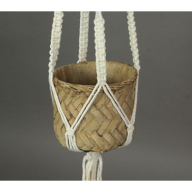 Rope Hanging Cement Succulent Bowl Flower Pot Home Decor Decorative Planter