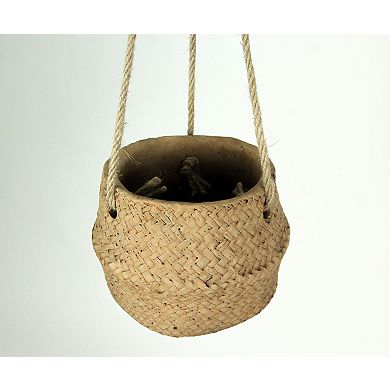 Rope Hanging Cement Planter Succulent Bowl Decorative Flower Pot Home Decor