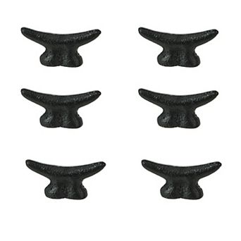 2.5 in Cast Iron Black Nautical Cleat Drawer Pulls Cabinet Knobs Set of 6