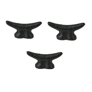 2.5 In Cast Iron Black Nautical Cleat Drawer Pulls Cabinet Knobs Set of 6