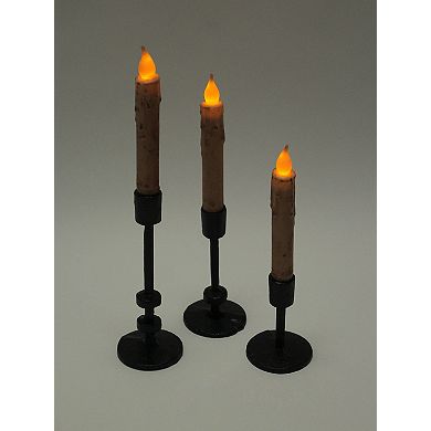 Set of 3 Mid-Century Modern Style Black Cast Iron Metal Taper Candle Holder