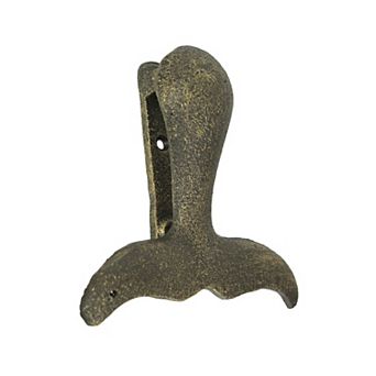 Cast Iron Whale Tail Door Knocker Bronze Decorative Coastal Accent Nautical