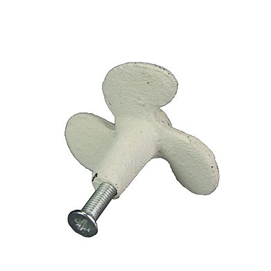 Set of 6 White Cast Iron Boat Propeller Cabinet Knob Nautical Drawer Pull Decor