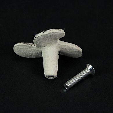 Set of 6 White Cast Iron Boat Propeller Cabinet Knob Nautical Drawer Pull Decor