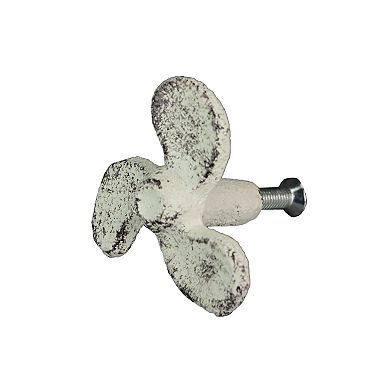 Set of 6 White Cast Iron Boat Propeller Cabinet Knob Nautical Drawer Pull Decor
