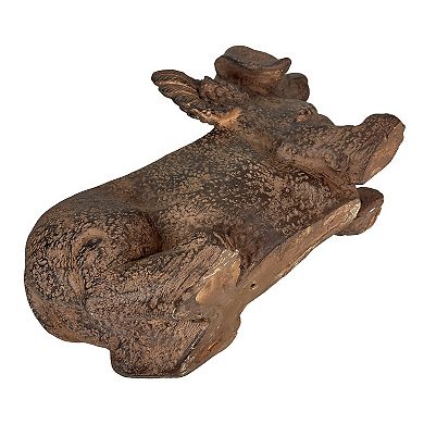 Flying Wiener Dog Planter 18" Brown, With Drain Hole, Rustic Garden Decor