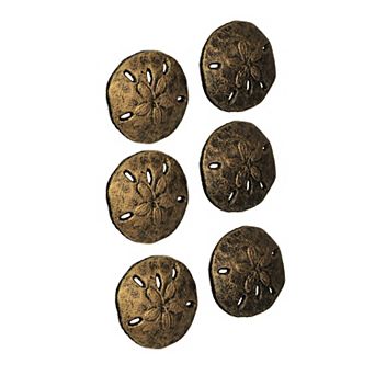 Gold Sand Dollar Drawer Pulls - 6 pc Coastal Cabinet Knobs