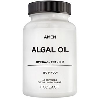 Amen Algal Oil, 1000mg, Vegan Omega-3 Fatty Acids, DHA & EPA, Non-GMO, 60 ct