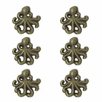 Bronze Cast Iron Octopus Drawer Pull Decorative Cabinet Knob Nautical Set of 6