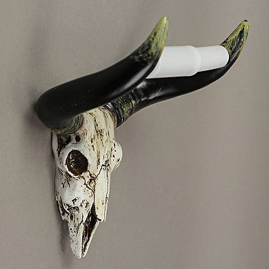 Rustic Faux Steer Skull Decorative Toilet Paper Holder Resin Bathroom Home Decor