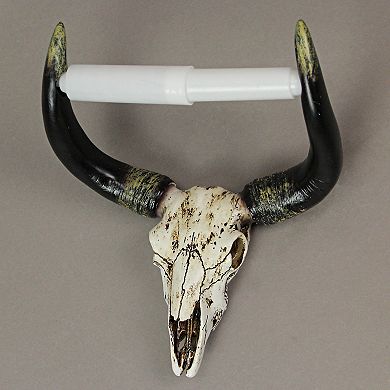 Rustic Faux Steer Skull Decorative Toilet Paper Holder Resin Bathroom Home Decor
