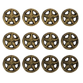 Set of 12 Antique Gold Western Star Cast Iron Knobs - 2" - Drawer Pulls
