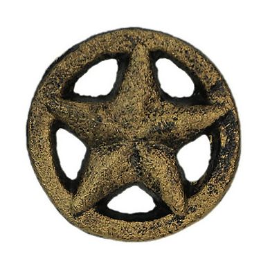 Set of 12 Antique Gold Western Star Cast Iron Knobs - 2" - Drawer Pulls