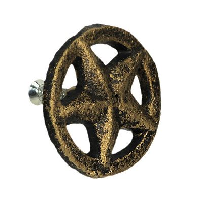Set of 12 Antique Gold Western Star Cast Iron Knobs - 2" - Drawer Pulls