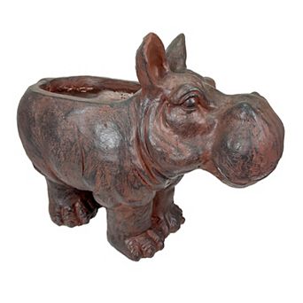 Brown 17" Hippo MGO Planter, Durable Weatherproof Magnesium - Indoor/Outdoor