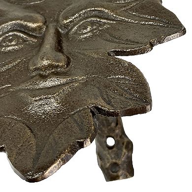 Bronze Finish Cast Iron Leaf Face Door Knocker - Artistic Entry Decor