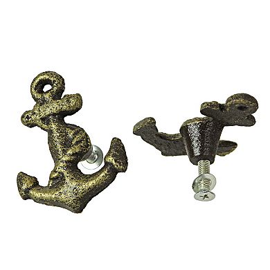 Bronze Cast Iron Ship Anchor Drawer Pull Decorative Cabinet Knob Set of 6