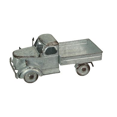 Distressed Galvanized Silver Truck Planter Rustic Decor for Gardens & Patios