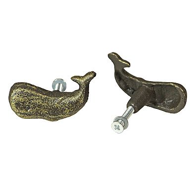 Bronze Cast Iron Whale Drawer Pull Decorative Cabinet Knob Nautical Set/ 6
