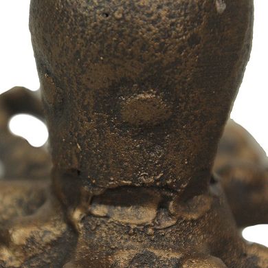 Octopus Taper Candle Holder Cast Iron w/ Antique Gold Finish 6" Dia, 3" High