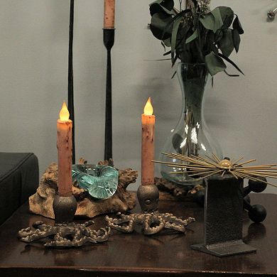 Octopus Taper Candle Holder Cast Iron w/ Antique Gold Finish 6" Dia, 3" High