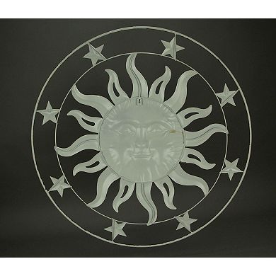 32 Inch Metal Art Sun Stars Indoor Outdoor Wall Hanging Rustic Celestial Decor