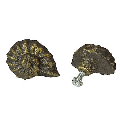 Bronze Cast Iron Nautilus Shell Drawer Pull Decorative Cabinet Knobs Set of 6