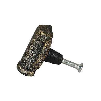 Antique Gold Finish Cast Iron Beer Mug Cabinet Knob Drawer Pulls Set of 6