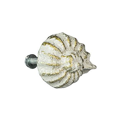 White Cast Iron Nautilus Shell Drawer Pull Decorative Cabinet Knob Set of 6