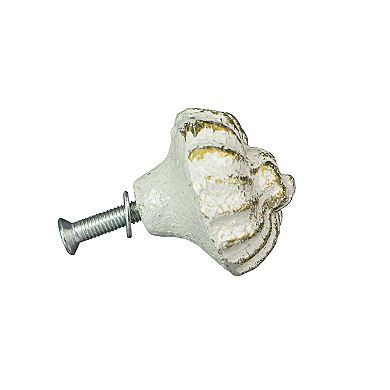 White Cast Iron Nautilus Shell Drawer Pull Decorative Cabinet Knob Set of 6