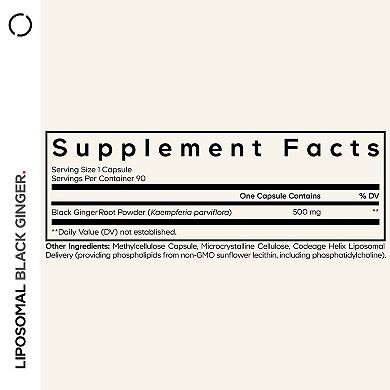 Codeage Liposomal Black Ginger Supplement, Ginger Root, 90 ct