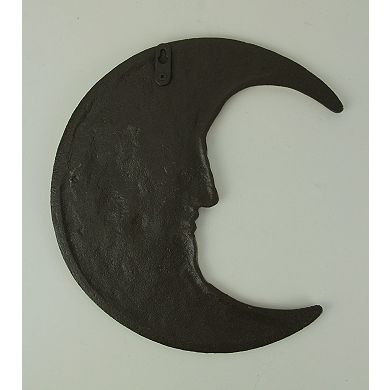 Bronze Finish Cast Iron Crescent Man in the Moon Face Indoor Outdoor Wall Decor