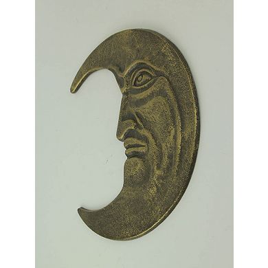 Bronze Finish Cast Iron Crescent Man in the Moon Face Indoor Outdoor Wall Decor