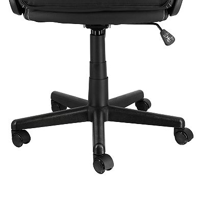 Elama High Back Adjustable Faux Leather Office Chair in Black and Red