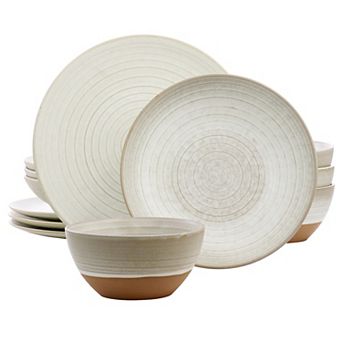 12 pc Round Earthenware Dinnerware Set