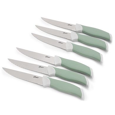 Linbergh 14 Piece Stainless Steel Cutlery and Cutting Board Set in Green with Soft-Grip Handles