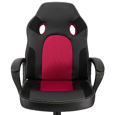 Elama High Back Adjustable Faux Leather and Mesh Office Chair in Black and Red
