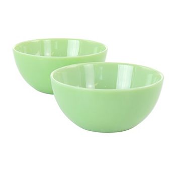 2 pc 6 Inch Jadeite Glass Bowl Set in Jade Green