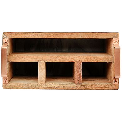 Laurie Gates California Designs Grey Marble and Acacia Wood Salad Server Holder