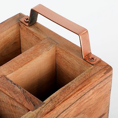 Laurie Gates California Designs Grey Marble and Acacia Wood Salad Server Holder