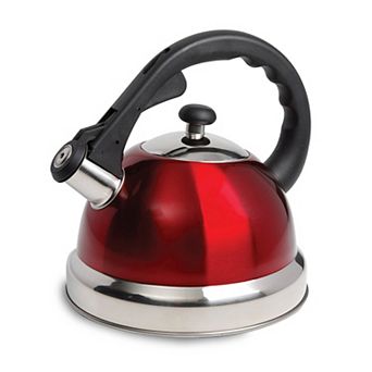 2.2-qt Stainless Steel Whistling Tea Kettle in Red with Nylon Handle