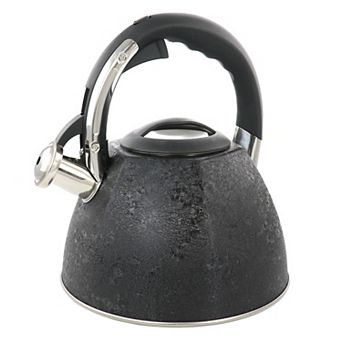 3-qt Stainless Steel Whistling Tea Kettle with Stay Cool Handle in Black