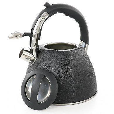 3 Quart Stainless Steel Whistling Tea Kettle with Stay Cool Handle in Black